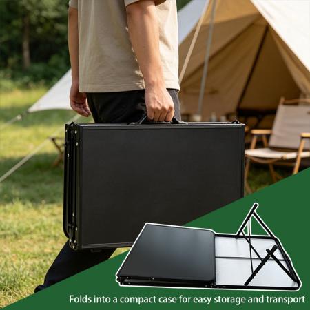 Nueva mesa plegable negra de aluminio y metal cuadrada para barbacoa al aire libre, camping, senderismo y playa 