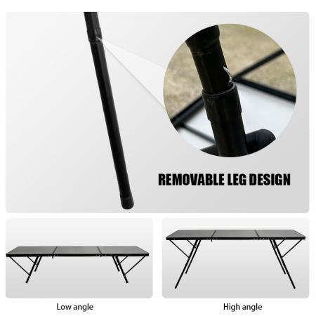 Nueva mesa plegable negra de aluminio y metal cuadrada para barbacoa al aire libre, camping, senderismo y playa 