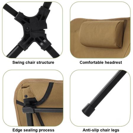 Silla plegable de aleación de aluminio de respaldo alto y gran capacidad de carga para camping y pesca 