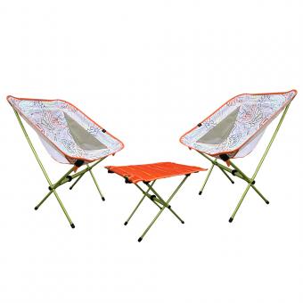 Silla lunar de camping, juego de mesa y silla plegable de tres piezas de aluminio y tela Oxford
