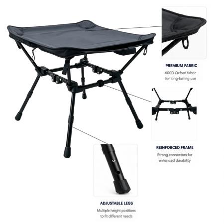 Mini taburete de camping cuadrado de aluminio, silla plegable portátil ultraligera, mesa de camping compacta de doble uso de viaje 