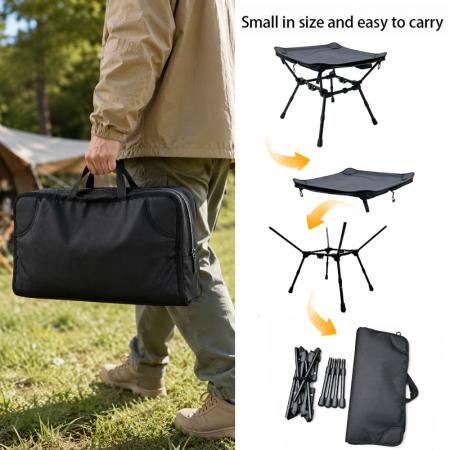 Mini taburete de camping cuadrado de aluminio, silla plegable portátil ultraligera, mesa de camping compacta de doble uso de viaje 