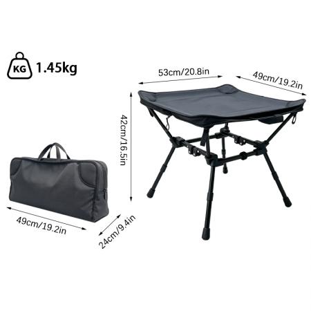 Mini taburete de camping cuadrado de aluminio, silla plegable portátil ultraligera, mesa de camping compacta de doble uso de viaje 