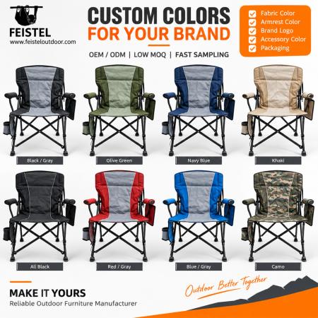 Silla de camping plegable acolchada de lujo: silla de exterior calefactable con respaldo alto, Oxford de PVC 600D, acolchado de algodón perlado, capacidad de 150 kg, calefacción de 5 V / 2 A 