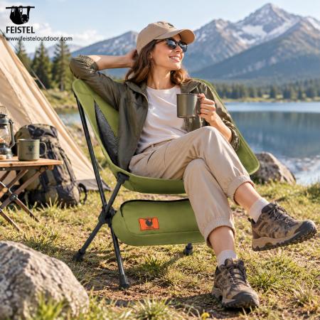 Silla de camping plegable verde: silla ligera de perfil bajo de 2,29 lb, estructura de aluminio 7075, Oxford 600D, capacidad de 250 lb 