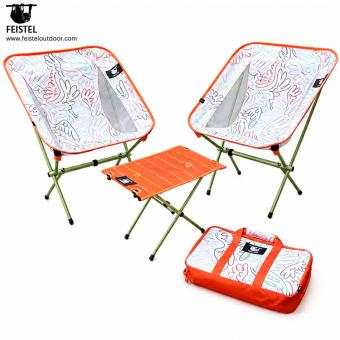 Juego de muebles de exterior de aluminio 7075 con 2 sillas tipo luna y 1 mesa