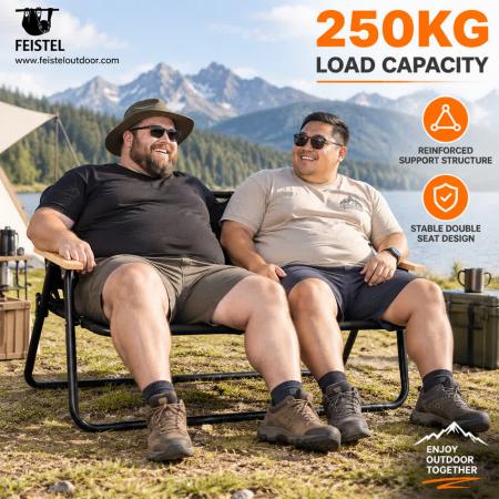 Silla de camping para exteriores para 2 personas para parejas: asiento doble de camping plegable para dos personas, estructura de aluminio 7075, Oxford 600D, capacidad de 250 kg 