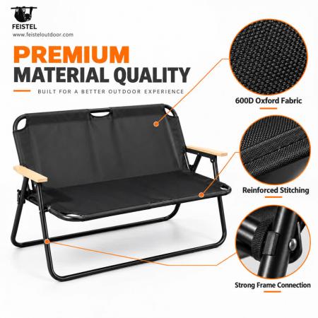 Silla de camping para exteriores para 2 personas para parejas: asiento doble de camping plegable para dos personas, estructura de aluminio 7075, Oxford 600D, capacidad de 250 kg 