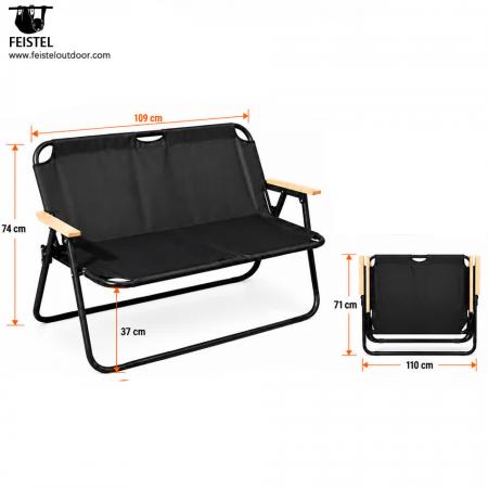 Silla de camping para exteriores para 2 personas para parejas: asiento doble de camping plegable para dos personas, estructura de aluminio 7075, Oxford 600D, capacidad de 250 kg 