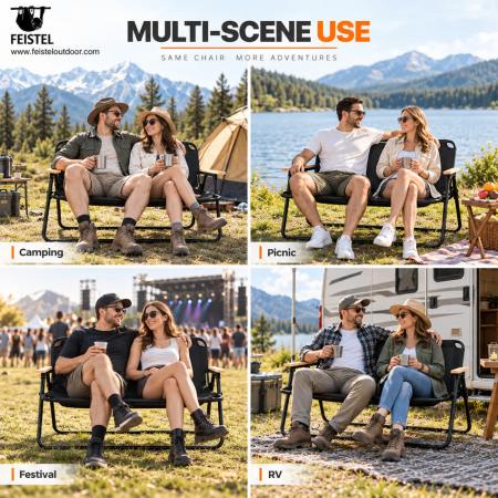 Silla de camping para exteriores para 2 personas para parejas: asiento doble de camping plegable para dos personas, estructura de aluminio 7075, Oxford 600D, capacidad de 250 kg 