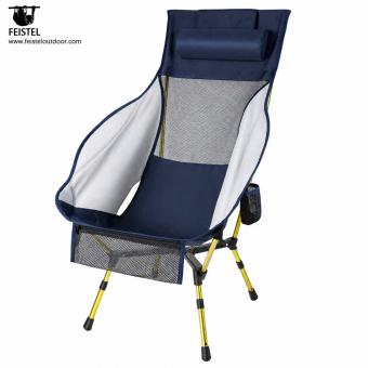 Silla de camping de malla con respaldo alto
