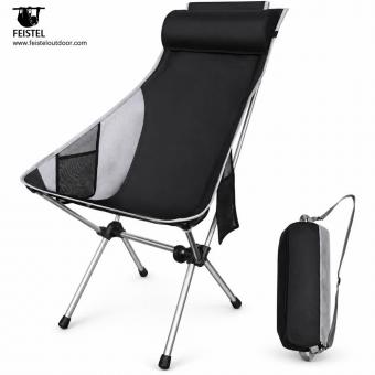 Silla de camping plegable de respaldo alto con reposacabezas