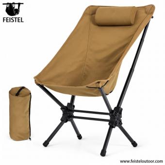 Silla de camping plegable de respaldo alto con reposabrazos