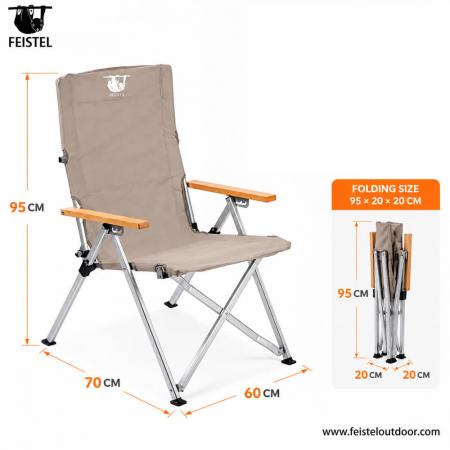 Silla de camping con respaldo ajustable y estructura plegable de aluminio: silla de exterior portátil para camping, senderismo y viajes 