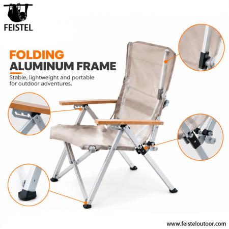 Silla de camping con respaldo ajustable y estructura plegable de aluminio: silla de exterior portátil para camping, senderismo y viajes 