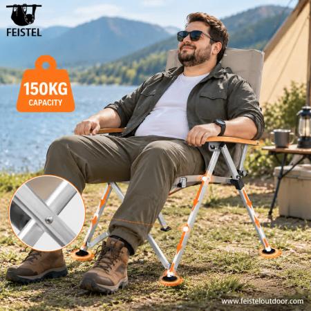 Silla de camping con respaldo ajustable y estructura plegable de aluminio: silla de exterior portátil para camping, senderismo y viajes 