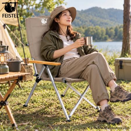 Silla de camping con respaldo ajustable y estructura plegable de aluminio: silla de exterior portátil para camping, senderismo y viajes 
