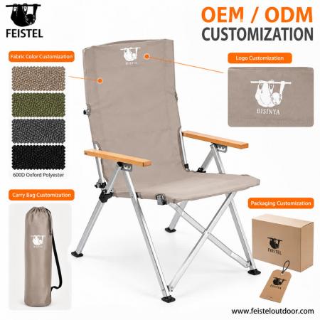 Silla de camping con respaldo ajustable y estructura plegable de aluminio: silla de exterior portátil para camping, senderismo y viajes 