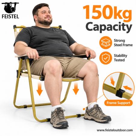 Silla de camping y playa portátil – Silla plegable de acero al carbono y Oxford, capacidad de 150kg 