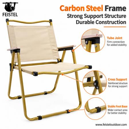 Silla de camping y playa portátil – Silla plegable de acero al carbono y Oxford, capacidad de 150kg 