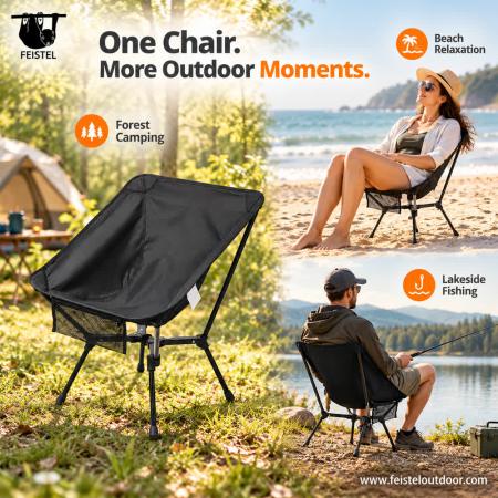 Silla de camping plegable compacta: silla plegable de aluminio 7075 de 1,27 kg, capacidad de 150 kg 