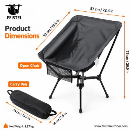 Silla de camping plegable compacta: silla plegable de aluminio 7075 de 1,27 kg, capacidad de 150 kg 