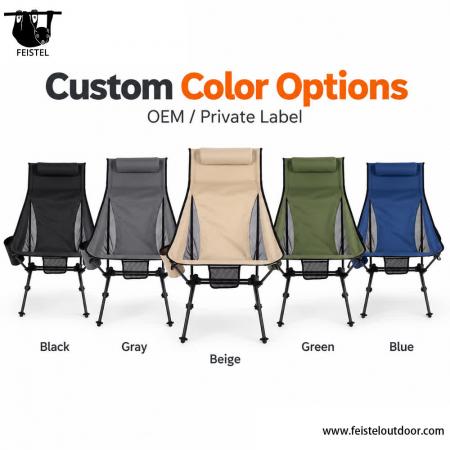 Silla de camping con almohada de respaldo alto: silla plegable de aluminio de 1,3 kg, capacidad de 150 kg 