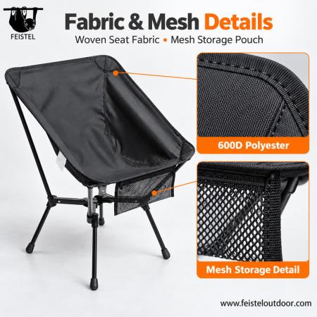 Silla de camping plegable compacta: silla plegable de aluminio 7075 de 1,27 kg, capacidad de 150 kg 