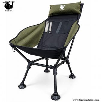 Silla de camping con cojín de respaldo alto