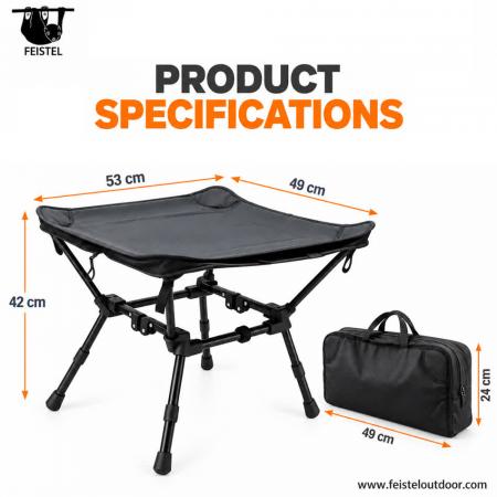 Taburete plegable portátil: taburete de camping de aluminio 2 en 1 y mesa auxiliar, ligero de 1,45 kg, capacidad de 120 kg 