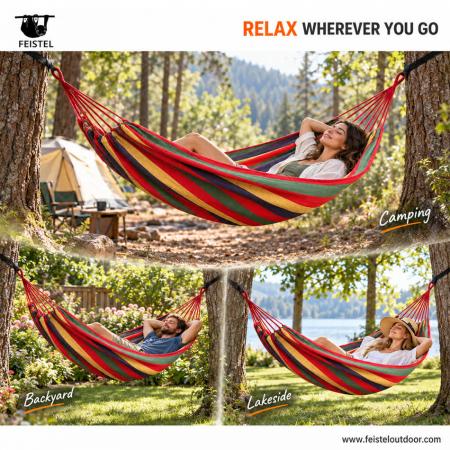 Hamaca de camping portátil de nailon feisetel con correas para árboles al aire libre 