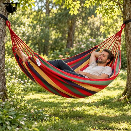 Hamaca de camping portátil de nailon feisetel con correas para árboles al aire libre 