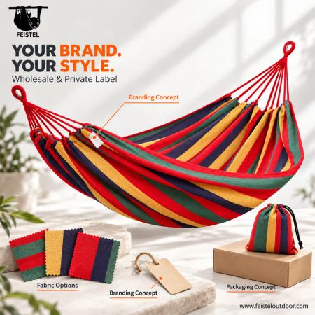 Hamaca de camping portátil de nailon feisetel con correas para árboles al aire libre 