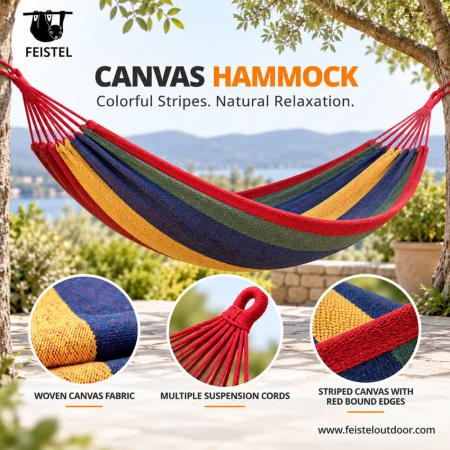 Hamaca de camping portátil de nailon feisetel con correas para árboles al aire libre 