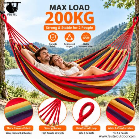 feisetel 2019 amazon vendedor 2 personas todas las estaciones portátil 75D nylon paracaídas camping hamaca 