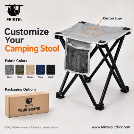 Taburete de camping plegable portátil con bolsillo lateral de malla – Taburete de viaje plegable y ligero de 0,4 kg, capacidad de 400 lb 