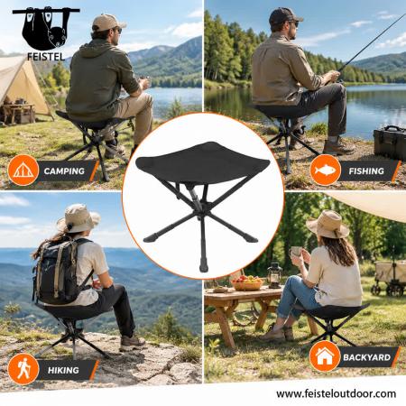 Taburete de 3 Patas de Gran Tamaño – Taburete de Camping Trípode Plegable Grande con Estructura de Aluminio 7075, Asiento de Malla de Poliéster 600D y Capacidad de 150 kg 