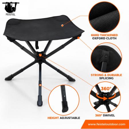 Taburete de 3 Patas de Gran Tamaño – Taburete de Camping Trípode Plegable Grande con Estructura de Aluminio 7075, Asiento de Malla de Poliéster 600D y Capacidad de 150 kg 