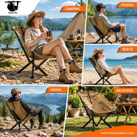 Silla de camping plegable compacta: silla de viaje para exteriores portátil de plegado rápido con estructura de aluminio 7075, malla de poliéster 600D y bolsa de transporte 