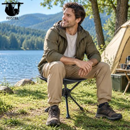Taburetes ligeros para camping: taburete plegable de viaje de 0,57 kg con estructura de aluminio 7075, asiento de malla de poliéster 600D y capacidad de 120 kg 