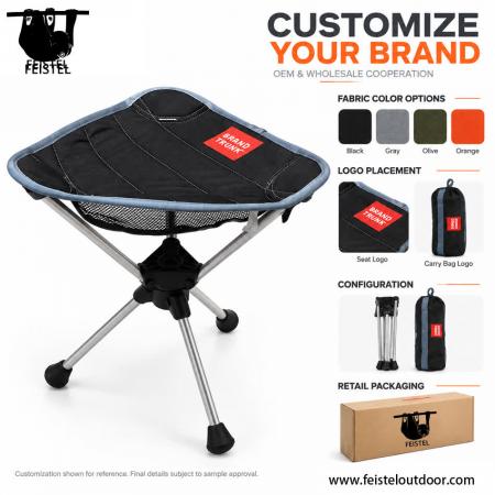 Taburete de camping ligero: mini taburete de camping plegable tipo trípode de 0,65 kg con estructura de aluminio 7075, asiento de tela Oxford y bolsa de transporte 