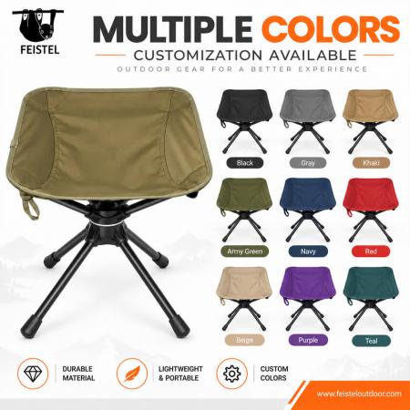 Taburete de camping plegable de alta resistencia: taburete plegable para exteriores giratorio con capacidad de 150 kg, estructura de aluminio 7075 y asiento de malla de poliéster 600D 