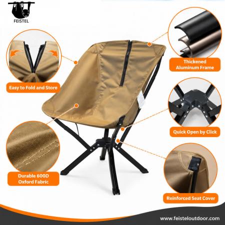 Silla de camping plegable compacta: silla de viaje para exteriores portátil de plegado rápido con estructura de aluminio 7075, malla de poliéster 600D y bolsa de transporte 
