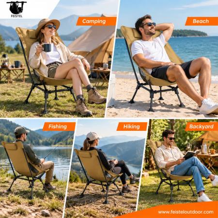 Silla de camping plegable extragrande – Silla tipo luna ligera con capacidad de 150 kg, estructura de aluminio 7075, malla de poliéster 600D y bolsa de transporte 