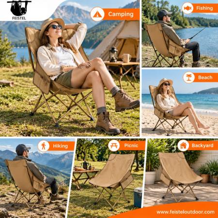 Silla de camping sin reposabrazos: silla de camping plegable de respaldo alto sin reposabrazos, estructura de aluminio 7075, malla de poliéster 600D y capacidad de 150 kg 