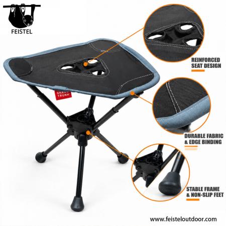 Taburetes ligeros para camping: taburete plegable de viaje de 0,57 kg con estructura de aluminio 7075, asiento de malla de poliéster 600D y capacidad de 120 kg 