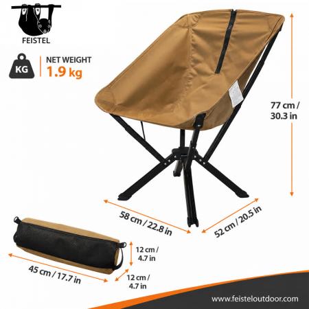 Silla de camping plegable compacta: silla de viaje para exteriores portátil de plegado rápido con estructura de aluminio 7075, malla de poliéster 600D y bolsa de transporte 