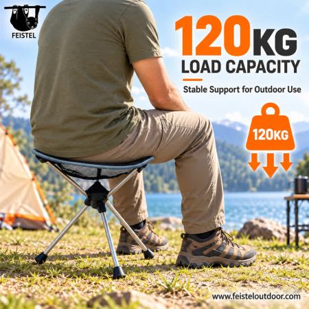 Taburete de camping ligero: mini taburete de camping plegable tipo trípode de 0,65 kg con estructura de aluminio 7075, asiento de tela Oxford y bolsa de transporte 