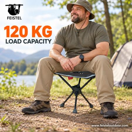 Taburetes ligeros para camping: taburete plegable de viaje de 0,57 kg con estructura de aluminio 7075, asiento de malla de poliéster 600D y capacidad de 120 kg 
