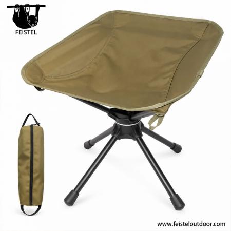 Taburete de camping plegable de alta resistencia: taburete plegable para exteriores giratorio con capacidad de 150 kg, estructura de aluminio 7075 y asiento de malla de poliéster 600D 